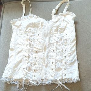 White lace corset top Zips in front